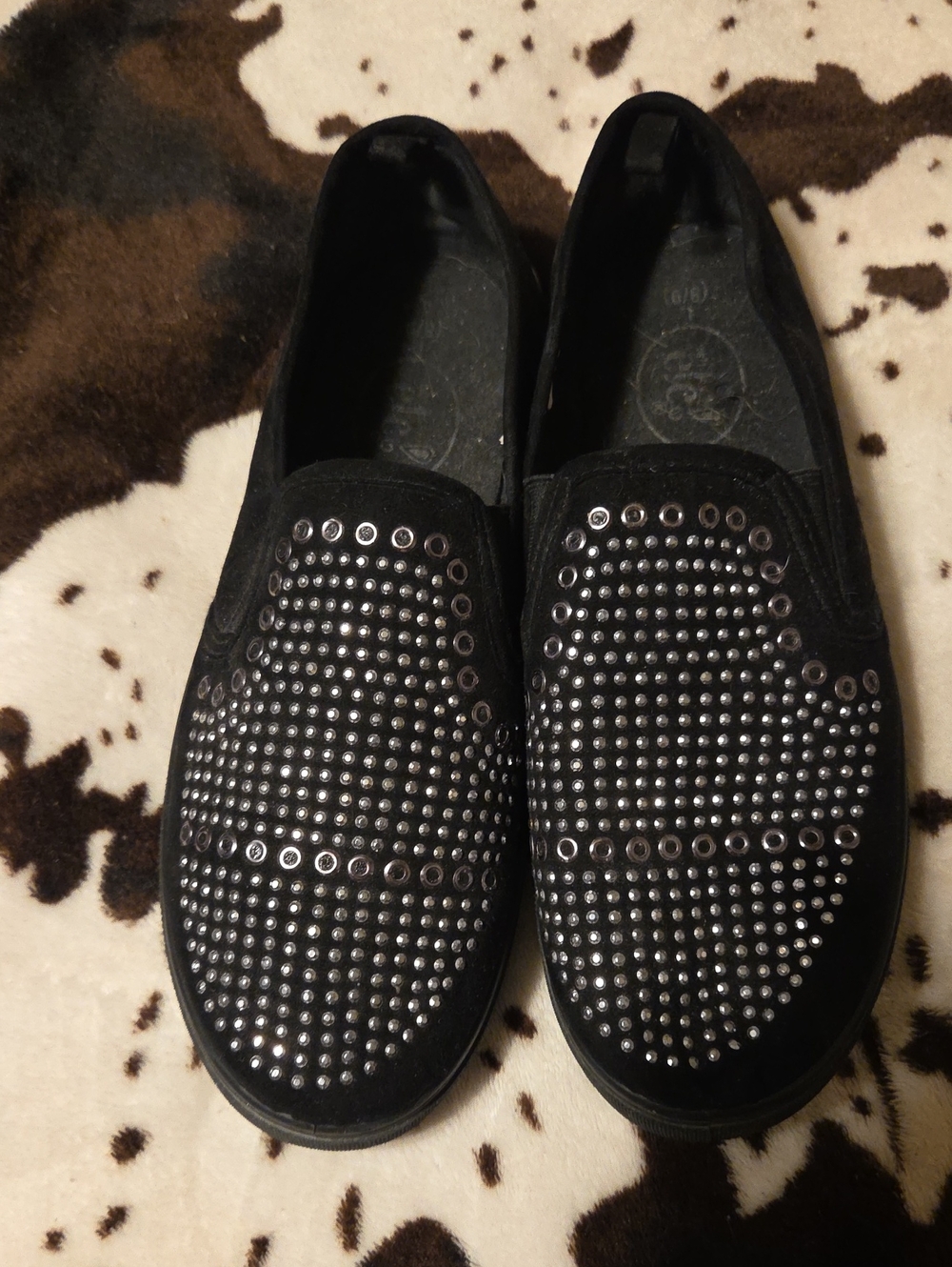 Black Studded Slip-On Women's Shoes